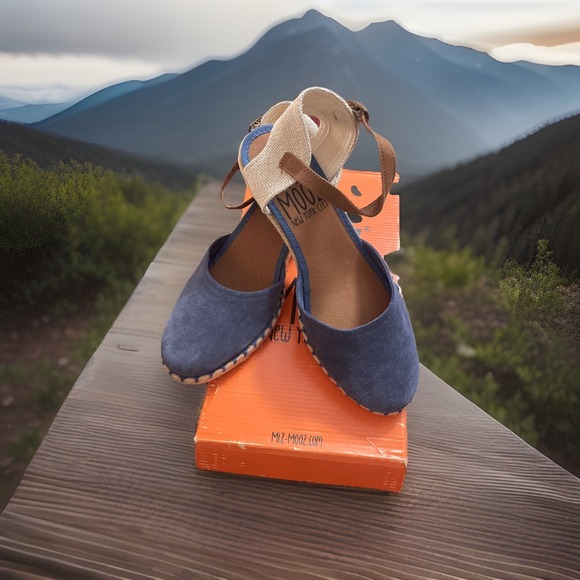 Miz Mooz Shoes - NIB Miz Mooz Women's Malena‎ Wedge Sandals Ocean Blue Leather Women 38 Spain NEW